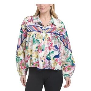 NEW Johnny Was Floral Multicolor Ruched Women's Jacket